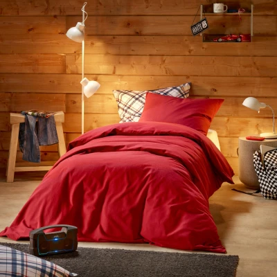 Afbeelding van Dekbedovertrek De Witte Lietaer Laura Burgundy Flanel 140 x 200 / 220 cm 1 Persoons