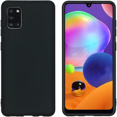 Afbeelding van Samsung Galaxy A31 Hoesje Siliconen en TPU (zacht) iMoshion Softcase/Backcover Zwart Telefoonhoesje