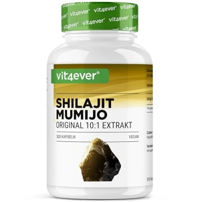 Afbeelding van Mumijo Shilajit 300 capsules Hooggedoseerd met 1500 mg per dagelijkse portie Origineel Himalaya 10:1 extract Geen ongewenste toevoegingen Veganistisch