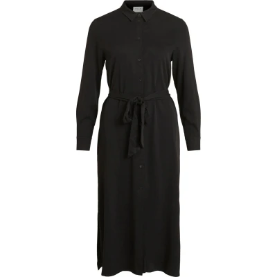 Afbeelding van VILA VIMOROSE L/S LONG DRESS/SU NOOS Dames Jurk Black Maat 36