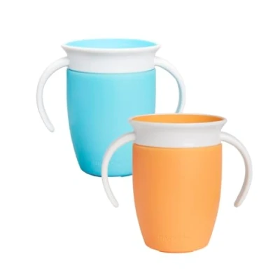 Afbeelding van Munchkin Miracle 360 educatieve beker voor kinderen vanaf 6 maanden, 207 ml (2 pack), leerbeker kleine kinderen, BPA vrij, lekvrij, blauw/blauw