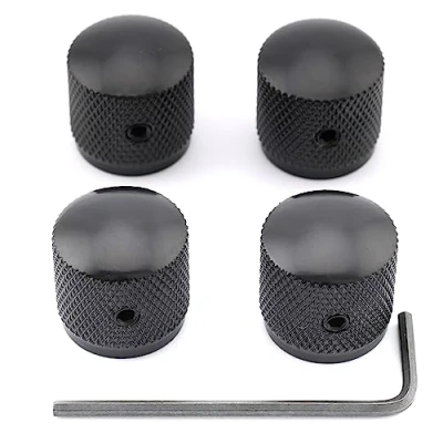 Afbeelding van Musiclily Metriek Zwaar Metaal Gitaarknop Dome Knob met schroevenset voor Elektrische Gitaar of Basgitaar, Zwart (4 Stuks)