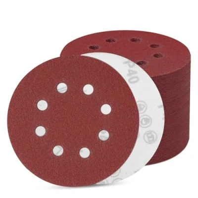 Afbeelding van 80 stuks schuurpapier 125 mm klittenband, schuurschijven 8 gaten, excentrisch rond (80 40 korrel)