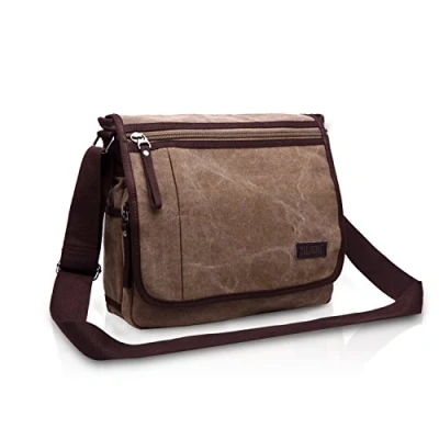 Afbeelding van FANDARE Uniseks schoudertas, herentas, zeildoek, dames, lerarentas, laptoptas voor 10,9 inch notebook, koerierstas, grote aktetas, school, vrije tijd, reizen, zakelijke messenger bag,