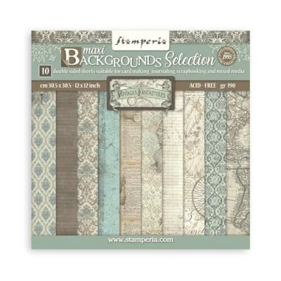 Afbeelding van Stamperia International KFT Scrapbooking Pad 10 vellen 30,5 x (12x12) Maxi Achtergrond Selectie Voyages Fantastiques, Veelkleurig, cm