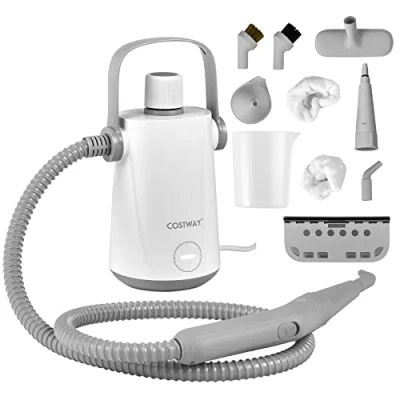 Afbeelding van COSTWAY Handstoomreiniger 1000 W en 300 ml watercapaciteit 10 accessoiresets Steamshot Steam Cleaner stoomreiniger voor alles tapijten ramen bekleding badkamer grijs