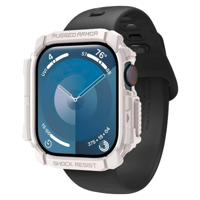 Afbeelding van Spigen Rugged Armor Hoesje Geschikt voor Apple Watch 10 42MM Bumper Case Beige
