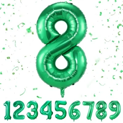Afbeelding van ballon verjaardag cijfers groene 8 jaar folieballon reuzen in 40&quot; 101cm verjaardagsdecoratie cijfer decoratie voor vliegt met helium