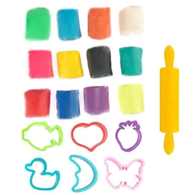 Afbeelding van GENIO KIDS Klei Set 0,65 kg Speelklei Luchtdrogende Natuurlijke met Accessoires, Speelgoed voor Kinderen 3 4 5 6 7 8 Jaar, 12 Verpakkingen Kleurrijke Kneedmassa en Kneedgereedschappen
