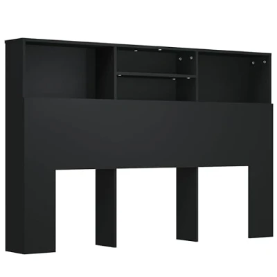 Afbeelding van vidaXL Hoofdbordkast 160x19x103,5 cm zwart, hoofdeindekast, hoofdbord kast, bedombouw hoofdeindekasten, kasten, kasten