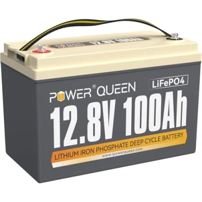 Afbeelding van Power Queen 12V 100Ah LiFePO4 Battery, 1280Wh Lithium Iron Battery with 100A BMS, Up to 15000+ Deep Cycles, Support in Series/Parallel, widely Used for Camper, RV, Road Trip, Solar System