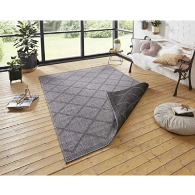 Afbeelding van Dubbelzijdige Loper Corsica 80x150cm Grijs 123vloerkleed.nl is de online webshop voor vloerkleden en woonaccessoires.