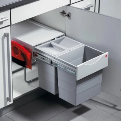 Afbeelding van Hailo Tandem Rb Inbouw Prullenbak 2 x 20 l Grijs