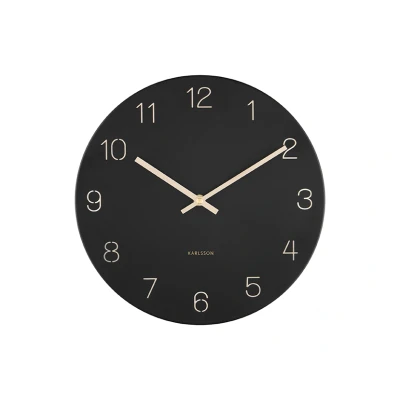 Afbeelding van Wall clock Charm engraved numbers small black Majorr