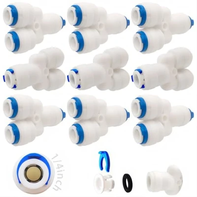 Afbeelding van CESFONJER9 PCS adapter fitting verbindingsstuk, RO waterfilter fitting, 6,35 mm (1/4 &quot;) Pushfit rechte stekker voor waterbuis, drukken, koelkastslang (3 weg)