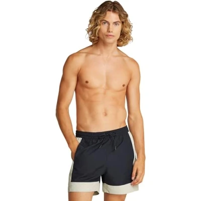Afbeelding van Calvin Klein Swimwear Medium Drawstring Fashion Zwemshorts, Heren, Maat: Large, Dark sapphire