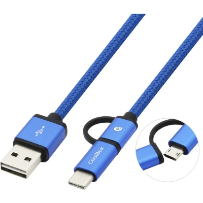Afbeelding van Kabel USB naar Micro en C CoolBox COO CAB U2MC Kleur Blauw