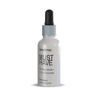 Afbeelding van Gerovital MUST HAVE Hydraterende serum gezichtsverzorging 30ml corrigeert vlekken, littekens en acne 10% Niacinamide 1% Zink huid