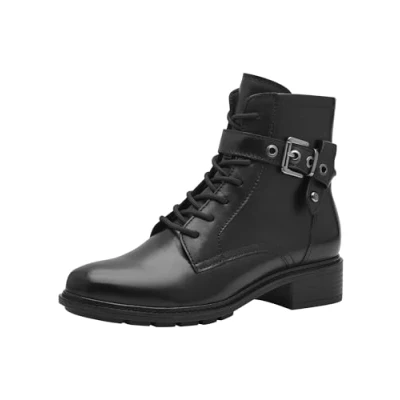 Afbeelding van Tamaris MIT Touchit Veterboots, Dames, Maat: 37, Black Leer/ synthetisch