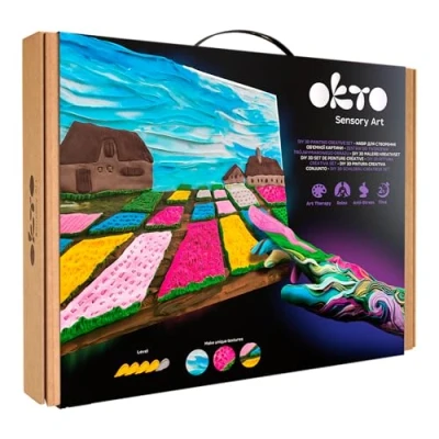 Afbeelding van Okto 3D kunstwerk Sensory Art Vincent van Gogh Flowers beds in holland klei artist