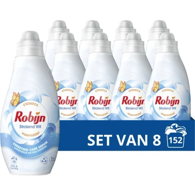 Afbeelding van 8x Robijn Klein&amp;Krachtig Wasmiddel Stralend Wit 19 Wasbeurten 665 ml