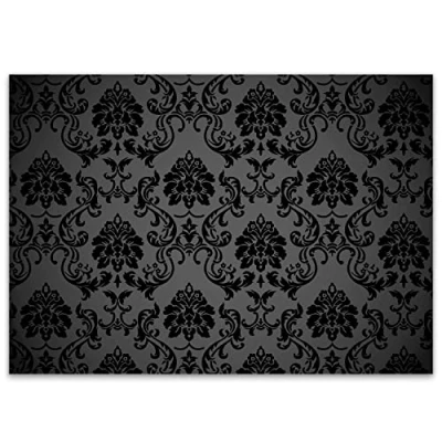 Afbeelding van 100 papieren placemats zwart ornament I dv_008 DIN A3 tafelonderlegger van papier decoratie modern wegwerp bruiloft barok