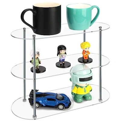 Afbeelding van Belle Vous 3 Pak Doorzichtig Acryl Display Planken 30,5 x 12 25.6 cm Aanpasbare Laags Opslag Organizer Rek/Display Kast voor Shotglaasjes, Figuren &amp; Collectebles