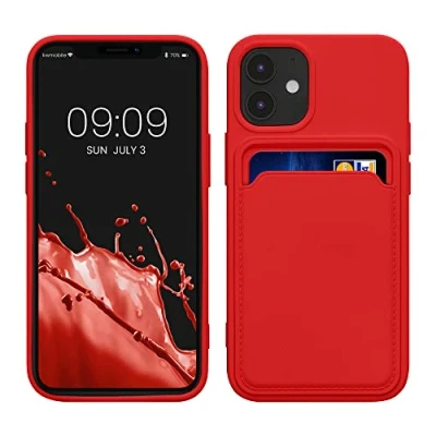 Afbeelding van kwmobile telefoonhoesje geschikt voor Apple iPhone 12 mini Hoesje met pasjeshouder TPU case in rood