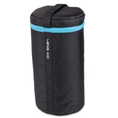 Afbeelding van LENS AID Lenszak dik gevoerd: lenshoes met ritssluiting en riemgesp, zwart, XL (11 x 25 cm)