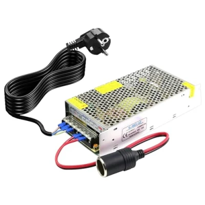 Afbeelding van Auto voedingsadapter, spanningsomvormer 220 V naar 12 20 A 240 W netadapter, sigarettenaansteker, adapter met sigarettenaansteker bus voor koelbox, autostofzuiger, compressor, autokoelkast