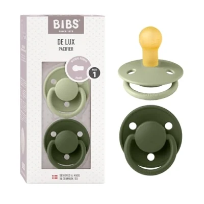 Afbeelding van BIBS De Lux Speen verpakking van 2 stuks. BPA vrij, Ronde speen. Natuurlijk rubberlatex, Maat 1 (0 6 maanden), Sage/Hunter Green