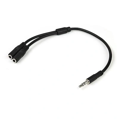 Afbeelding van StarTech.com Slanke Stereo Splitterkabel Y adapter 3,5mm Mannelijk naar 2x Vrouwelijk