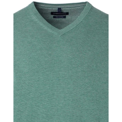 Afbeelding van Casa Moda Trui V halsturquoise, Effen