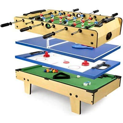 Afbeelding van Leomark Multigame Mobiele speeltafel, 4 in 1, tafelvoetbal, biljart, hockey, tafeltennis, multispeler