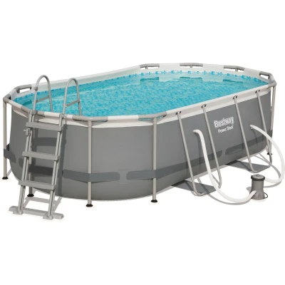 Afbeelding van Bestway Power Steel Opzetzwembad inclusief filterpomp en zwembadtrap 427x250x100 cm Rechthoekig