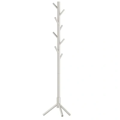Afbeelding van VASAGLE kapstok, massief houten boomvormige 8 haken, 3 verstelbare hoogtes, voor kleding hoeden tas, woonkamer slaapkamer kantoor, cappuccino beige RCR004K01