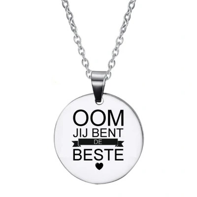 Afbeelding van Ketting RVS Rond Zilver Oom Jij Bent De Beste