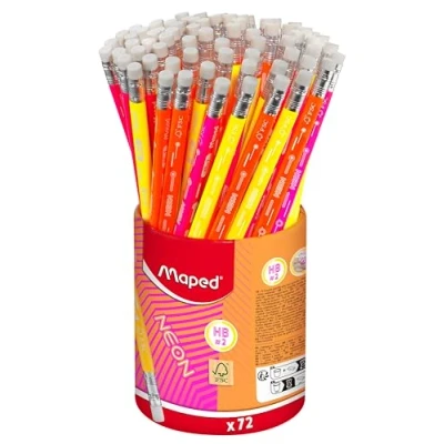 Afbeelding van Grafietpotlood maped neon koker 72 stuks assorti