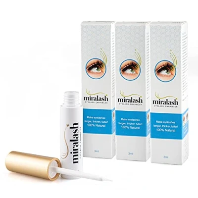 Afbeelding van MIRALASH Eyelash Conditioner 3ml, wimperserum verlengt de wimpers en bevordert groei, serum voor lange dikke in donkere kleur (3 stuks)