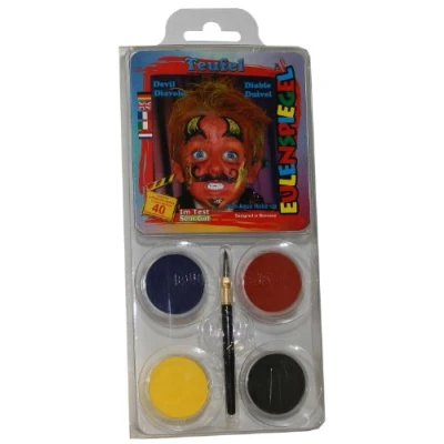 Afbeelding van Eulenspiegel 204160 Make up set duivel, penseel en handleiding (mogelijk niet beschikbaar in het Nederlands), 4 kleuren