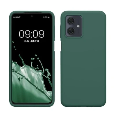Afbeelding van kwmobile telefoonhoesje geschikt voor Motorola Moto G54 5G Hoesje met siliconen coating Smartphone case in dennengroen