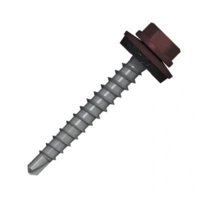 Afbeelding van Boorschroeven met 14mm ring 4,8x20 RAL 3009 oxiderood 100 stuks