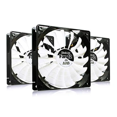 Afbeelding van AABCOOLING Black Jet Fan 12 Silent and Efficient 120mm with 4 Anti vibration Pads, High Airflow, Case Fan, White Blades, 12V, Processor Cooler, Intake Value Pack 3 Pieces 20,9 dB(A)