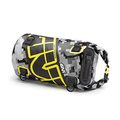 Afbeelding van GIVI Easy T Waterdicht Bagagerol 30 L grijs camouflageontwerp, neongele belettering