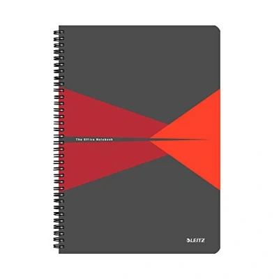 Afbeelding van Leitz 44960025 Office Collegeblok A4 gelinieerd, spiraalgebonden met PP omslag rood