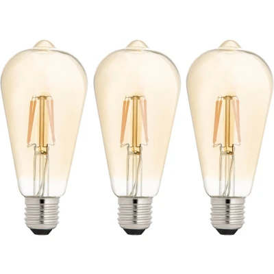 Afbeelding van Doos 3 stuks Bailey LED Rustieklamp ST64 E27 4W 300lm 2200K Goud Niet dimbaar