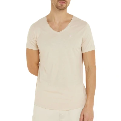 Afbeelding van Tommy Jeans SLIM Jasper V NECK Tshirt basic, Heren, Maat: 46, Newsprint