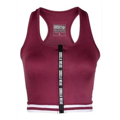 Afbeelding van Gorilla Wear MESA ZIP Front CROP Top, Dames, Maat: Medium, Dark red