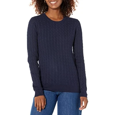 Afbeelding van Amazon Essentials Lichtgewicht kabel Crewneck Trui, Navy S