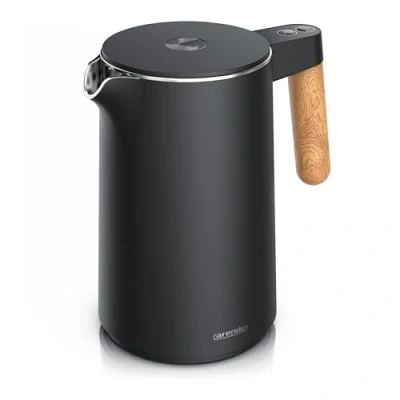 Afbeelding van Arendo Waterkoker met temperatuurinstelling roestvrij staal 45 100 graden 1,5 liter dubbelwandig BPA vrij Warmhoudfunctie Theekoker temperatuurweergave Handvat Cool Touch mat